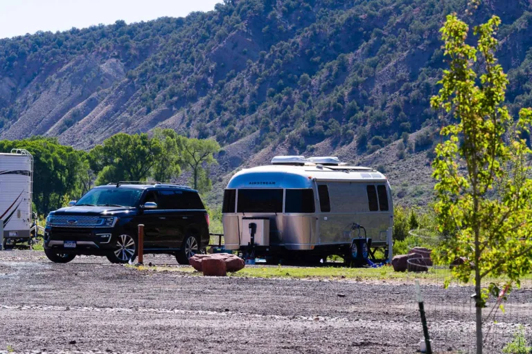 Full hookup RV site with 30/50-amp power at Riverdance RV Resort